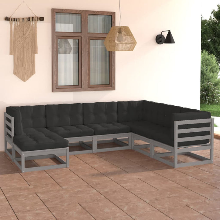 Vixl Set Mobilier De Grădină Cu Perne, 7 Piese, Lemn Masiv De Pin