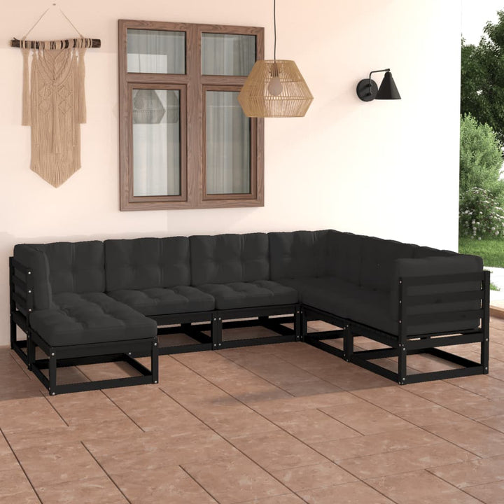 Vixl Set Mobilier De Grădină Cu Perne, 7 Piese, Lemn Masiv De Pin