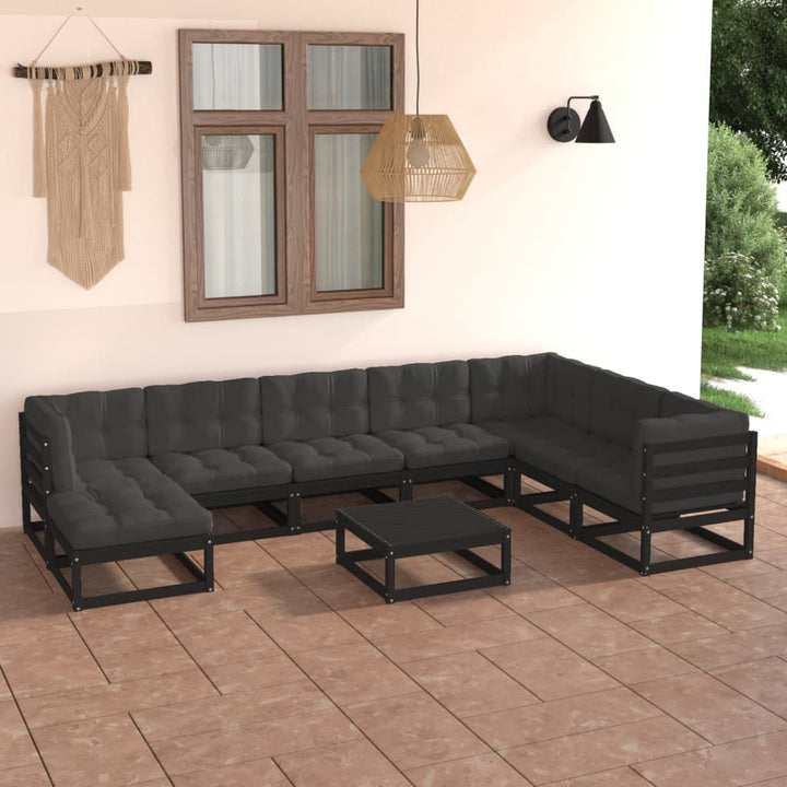 Vixl Set Mobilier De Grădină Cu Perne, 9 Piese, Lemn Masiv De Pin