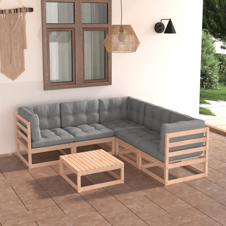 Vixl Set Mobilier De Grădină Cu Perne, 6 Piese, Lemn Masiv De Pin