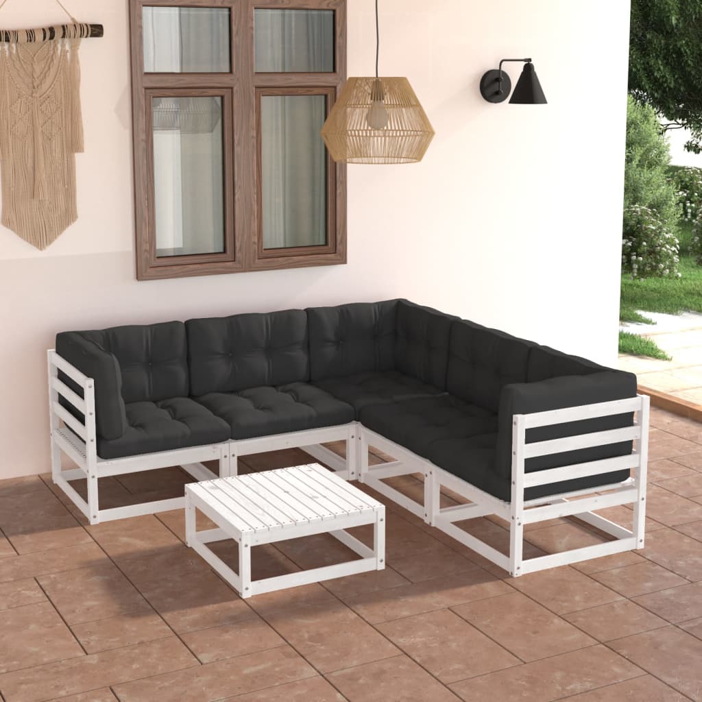 Vixl Set Mobilier De Grădină Cu Perne, 6 Piese, Lemn Masiv De Pin