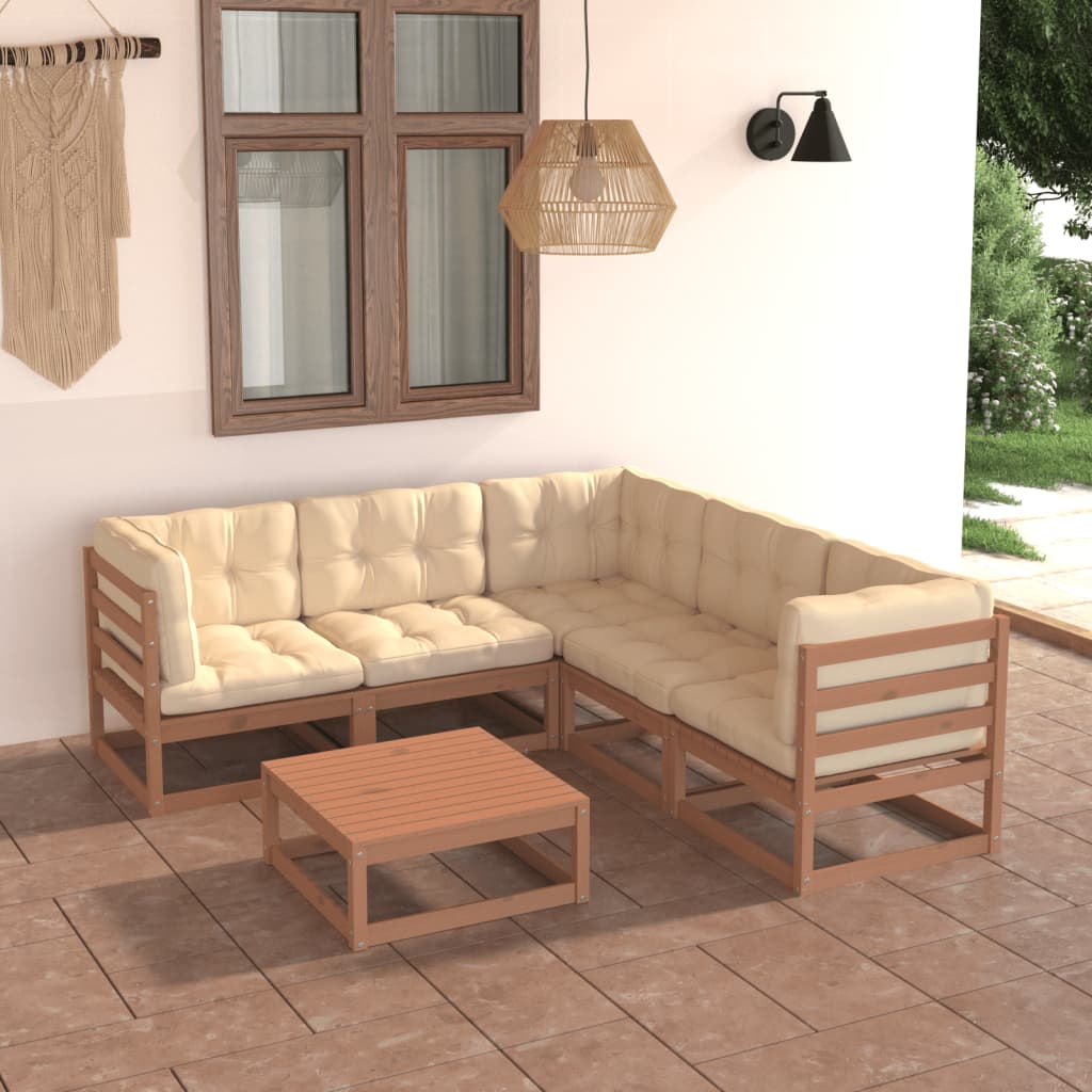 Vixl Set Mobilier De Grădină Cu Perne, 6 Piese, Lemn Masiv De Pin