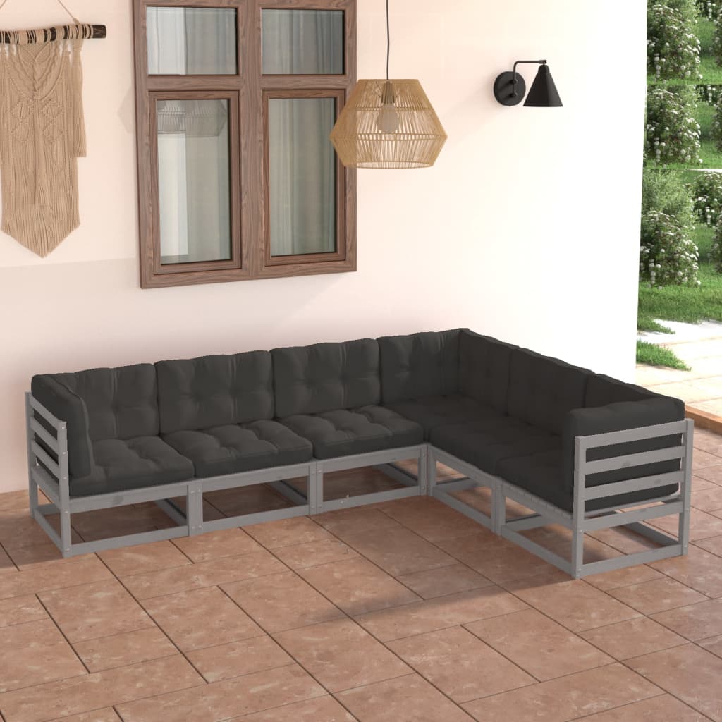 Vixl Set Mobilier De Grădină Cu Perne, 6 Piese, Lemn Masiv De Pin