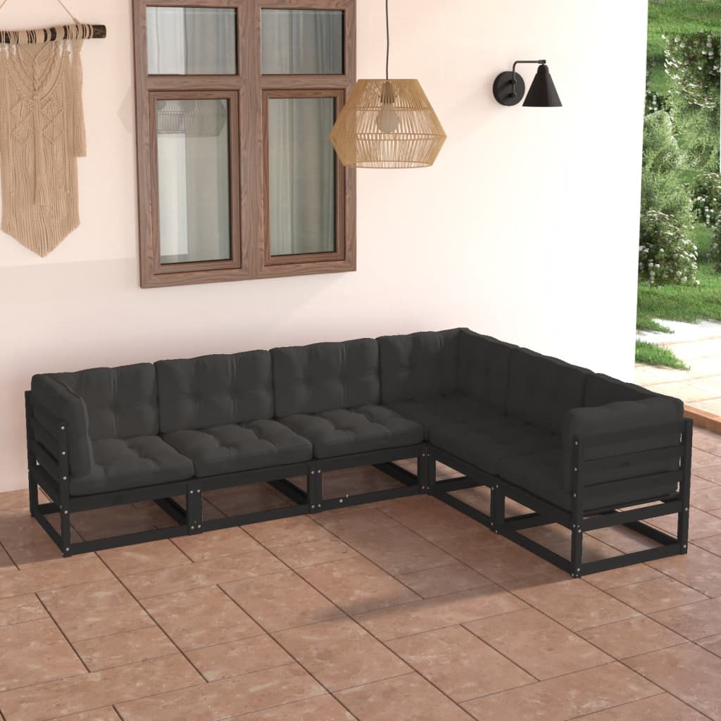 Vixl Set Mobilier De Grădină Cu Perne, 6 Piese, Lemn Masiv De Pin