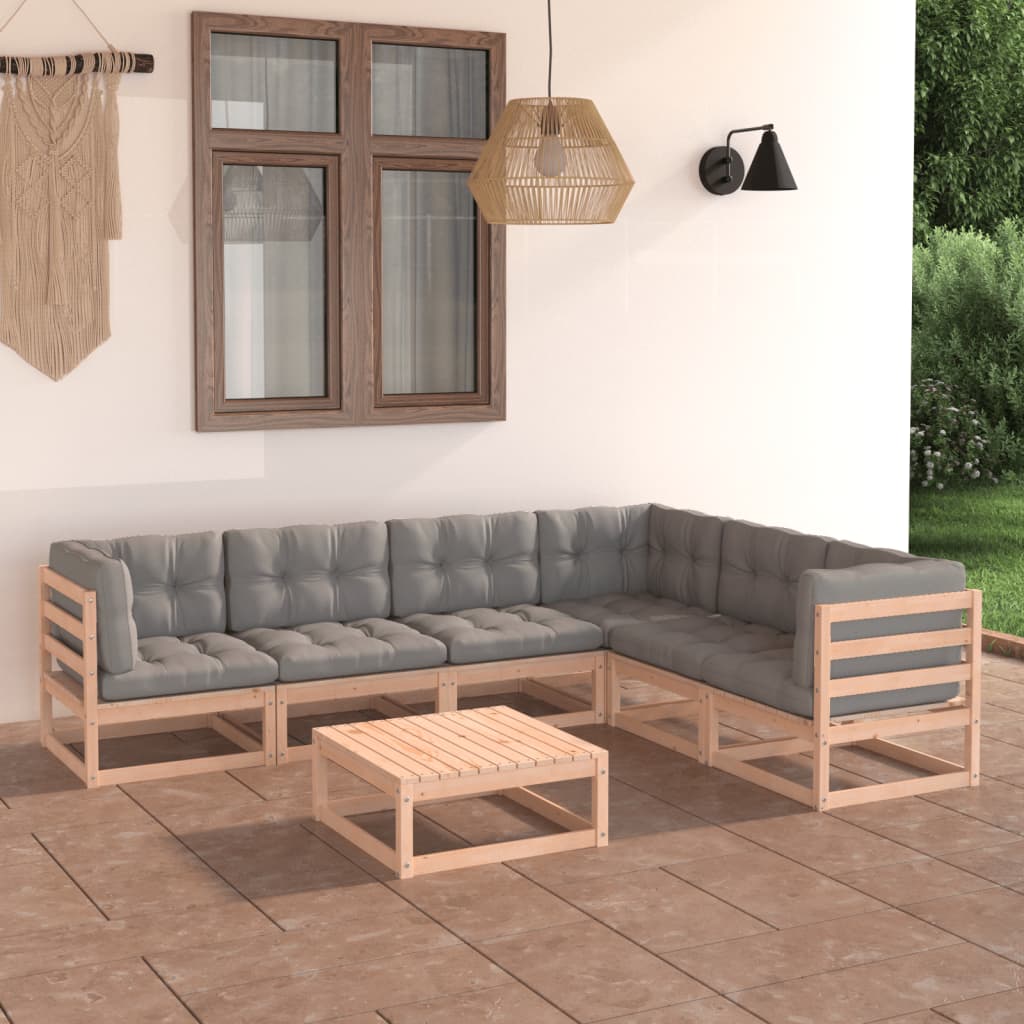 Set Mobilier De Grădină, 7 Piese, , Lemn Masiv De Pin