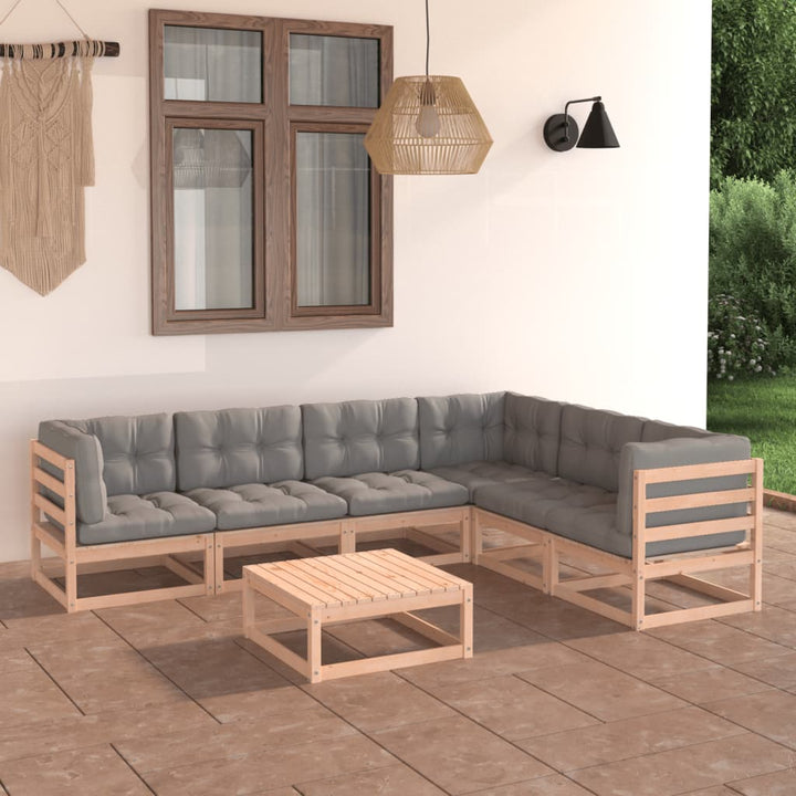 Set Mobilier De Grădină, 7 Piese, , Lemn Masiv De Pin