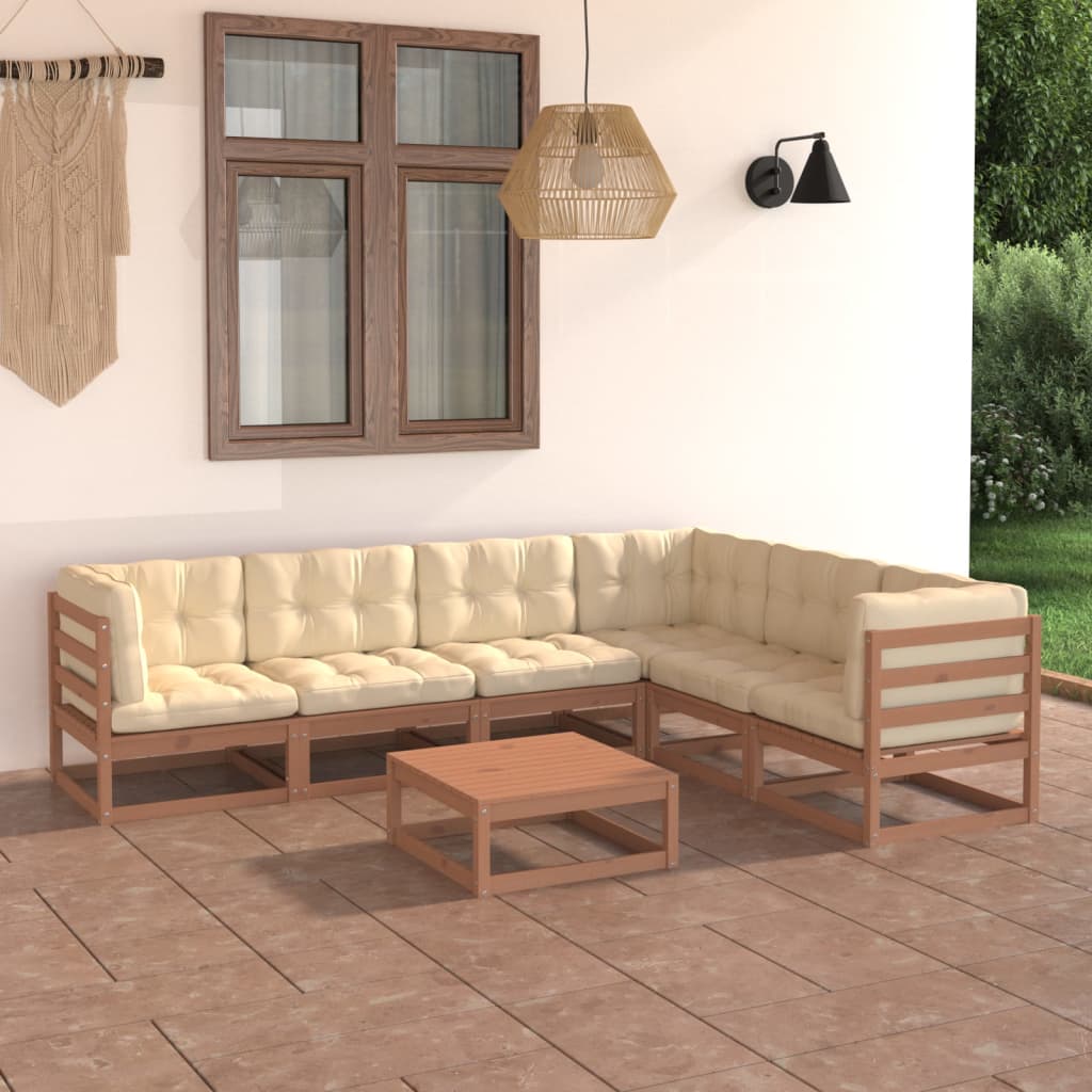 Set Mobilier De Grădină, 7 Piese, , Lemn Masiv De Pin