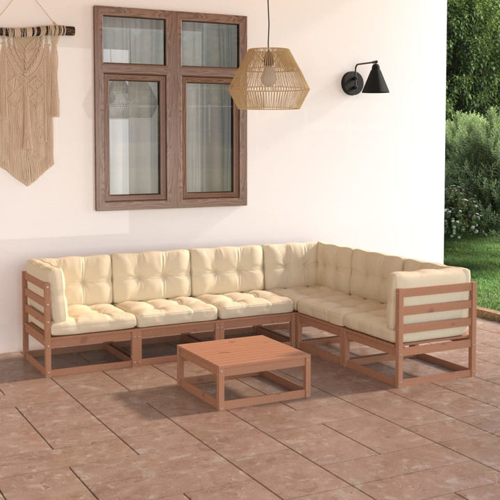 Set Mobilier De Grădină, 7 Piese, , Lemn Masiv De Pin