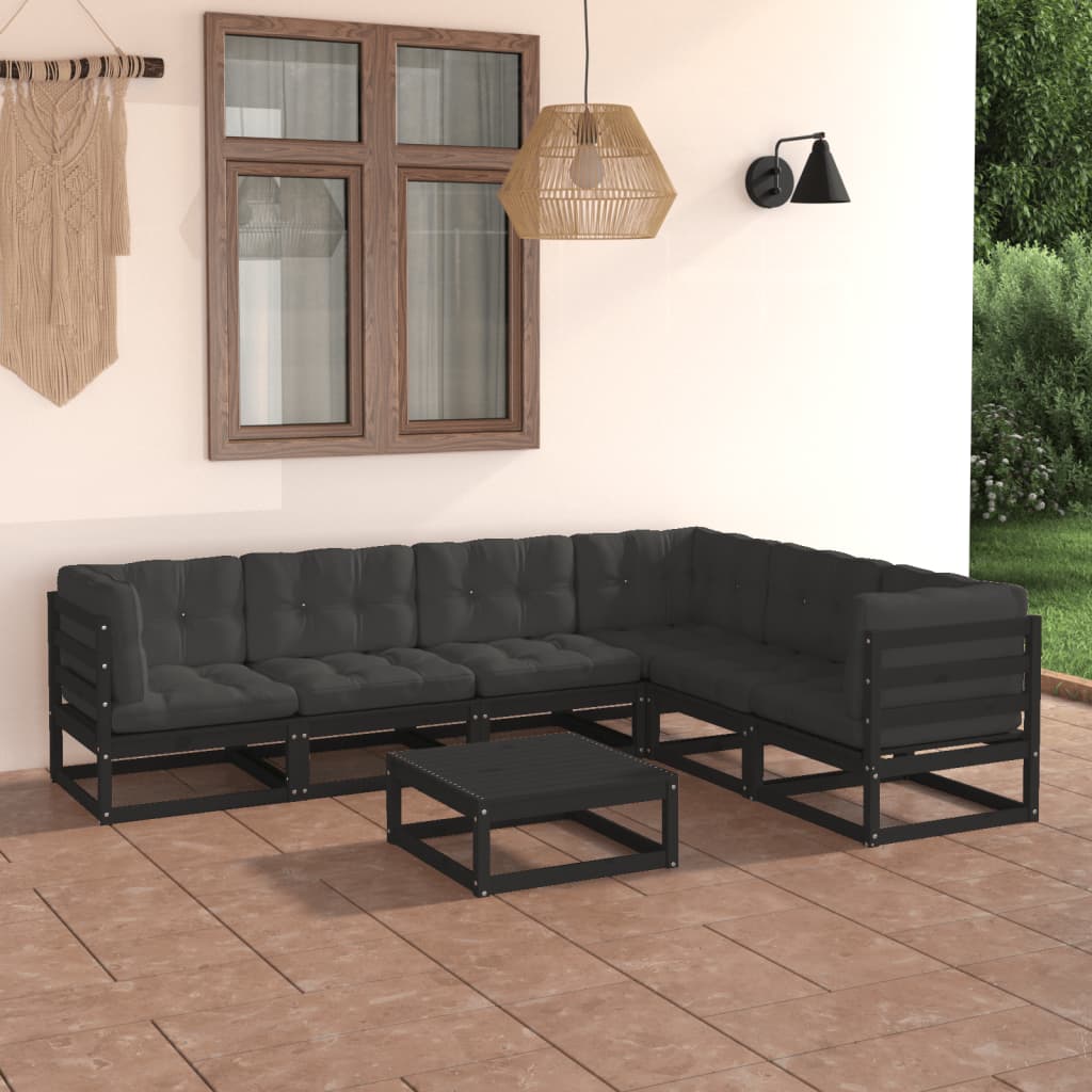 Set Mobilier De Grădină, 7 Piese, , Lemn Masiv De Pin