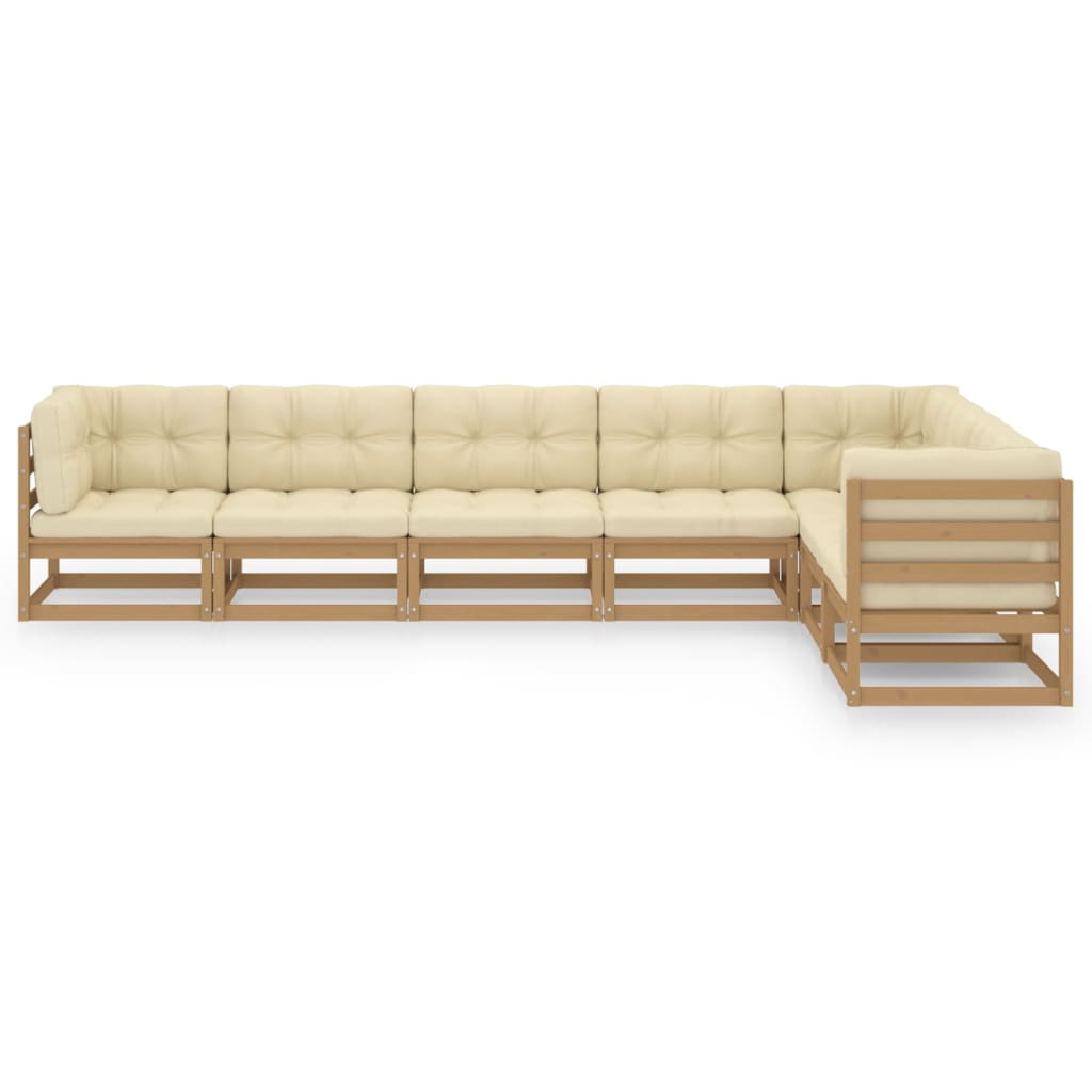 Vixl Set Mobilier Grădină, Perne, 7 Piese, Lemn Masiv Pin