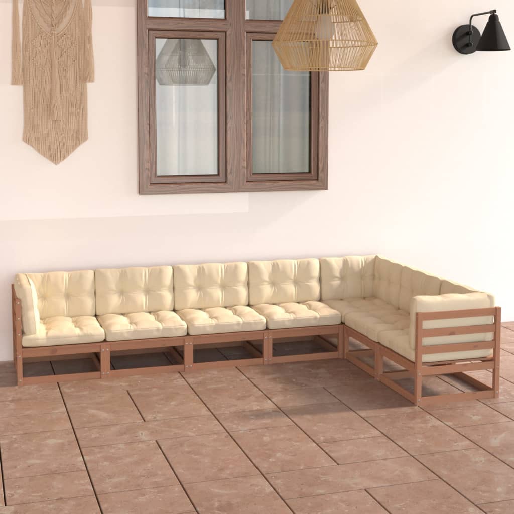 Vixl Set Mobilier Grădină, Perne, 7 Piese, Lemn Masiv Pin