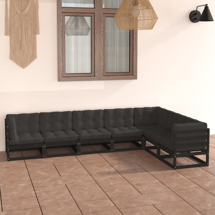 Vixl Set Mobilier Grădină, Perne, 7 Piese, Lemn Masiv Pin