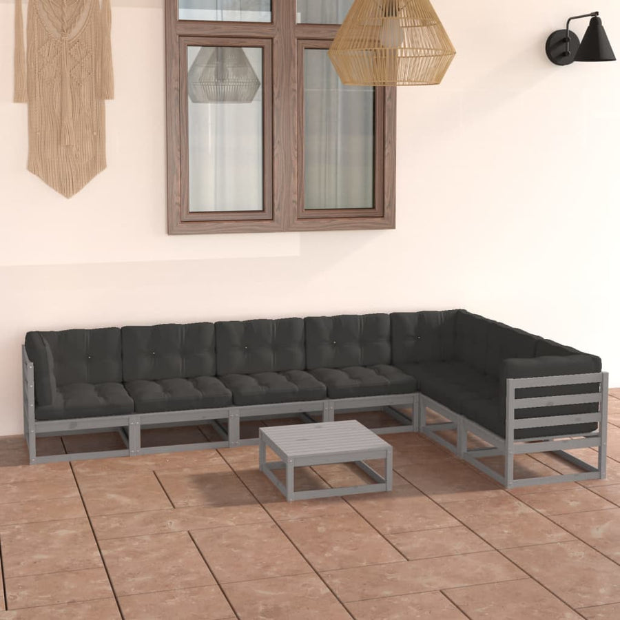 Vixl Set Mobilier Grădină Cu Perne, 8 Piese, Lemn Masiv De Pin