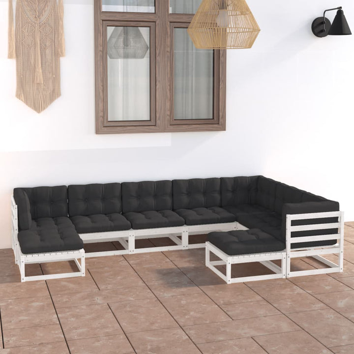 Vixl Set Mobilier Grădină Cu Perne, 9 Piese, , Lemn Masiv De Pin