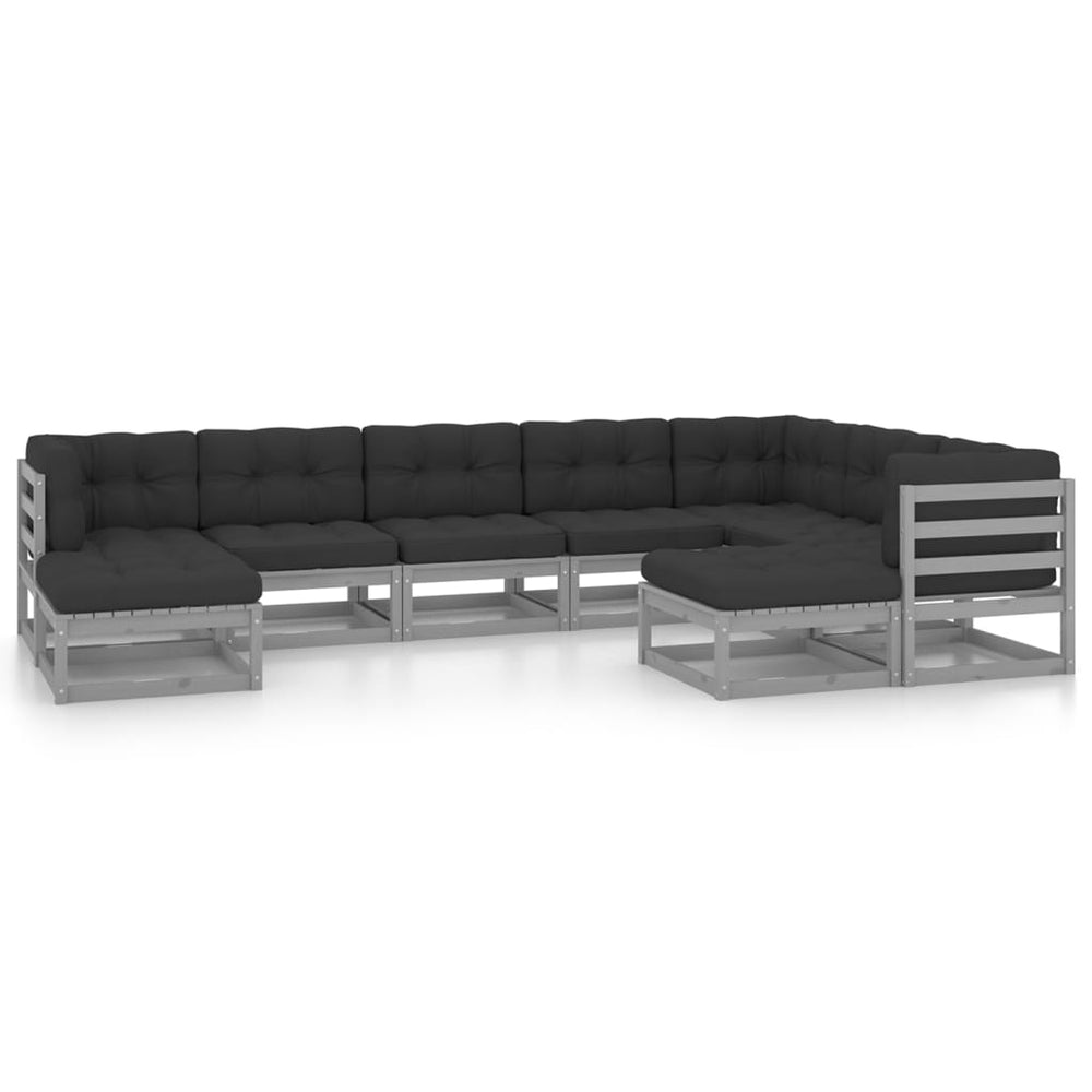 Vixl Set Mobilier Grădină Cu Perne, 9 Piese, , Lemn Masiv De Pin