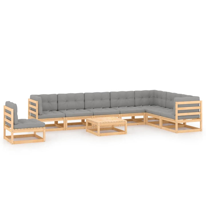 Vixl Set Mobilier Grădină Cu Perne, 9 Piese, , Lemn Masiv De Pin
