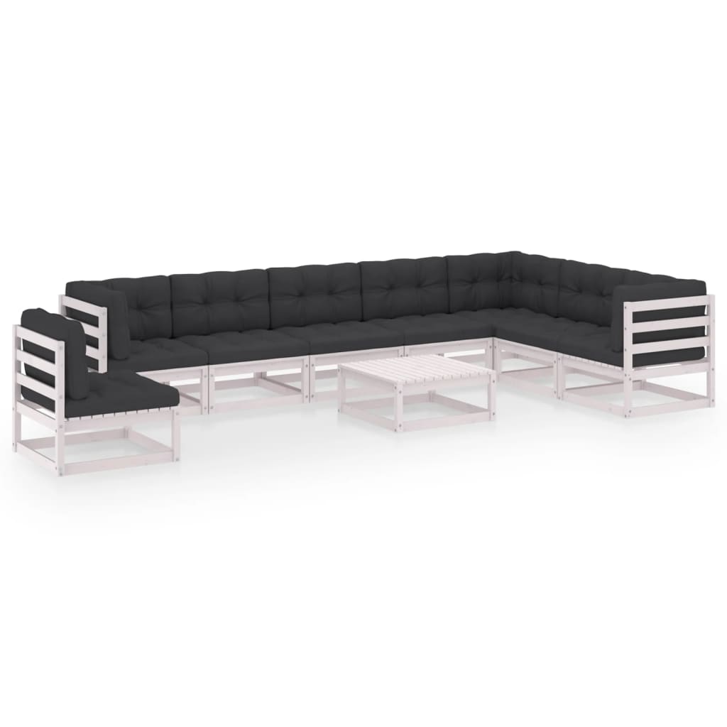 Vixl Set Mobilier Grădină Cu Perne, 9 Piese, , Lemn Masiv De Pin