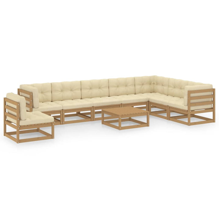 Vixl Set Mobilier Grădină Cu Perne, 9 Piese, , Lemn Masiv De Pin