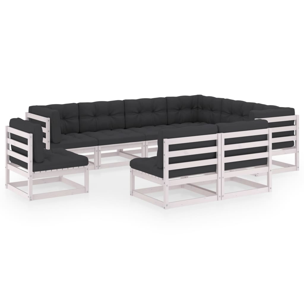 Vixl Set Mobilier Grădină Cu Perne, 9 Piese, , Lemn Masiv Pin