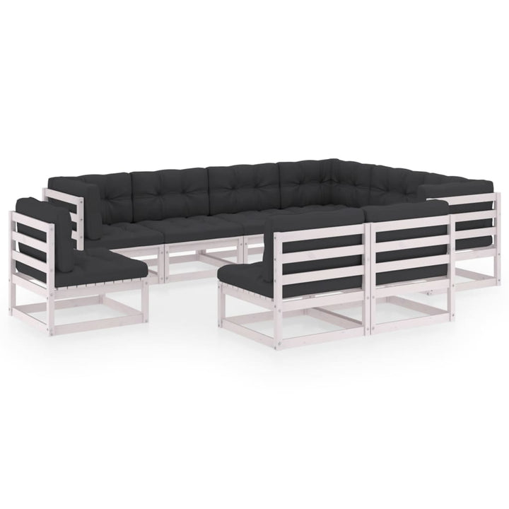 Vixl Set Mobilier Grădină Cu Perne, 9 Piese, , Lemn Masiv Pin