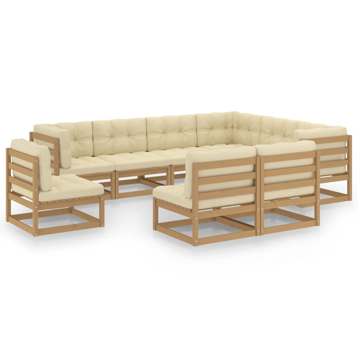 Vixl Set Mobilier Grădină Cu Perne, 9 Piese, , Lemn Masiv Pin