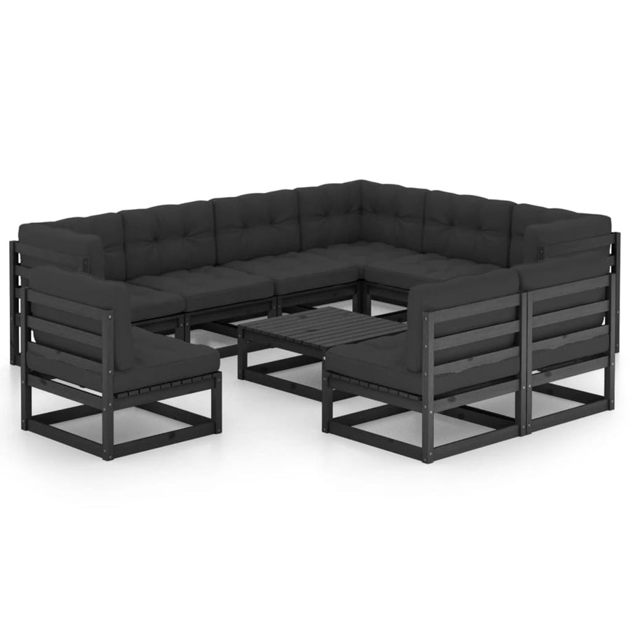 Vixl Set Mobilier Grădină Cu Perne, 10 Piese, , Lemn Masiv Pin