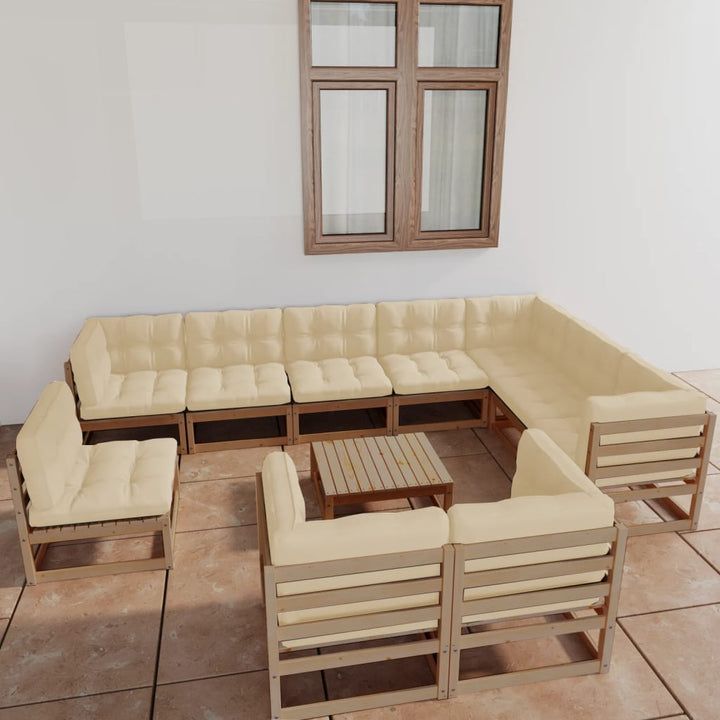 Vixl Set Mobilier Grădină Cu Perne, 11 Piese, Lemn Masiv De Pin