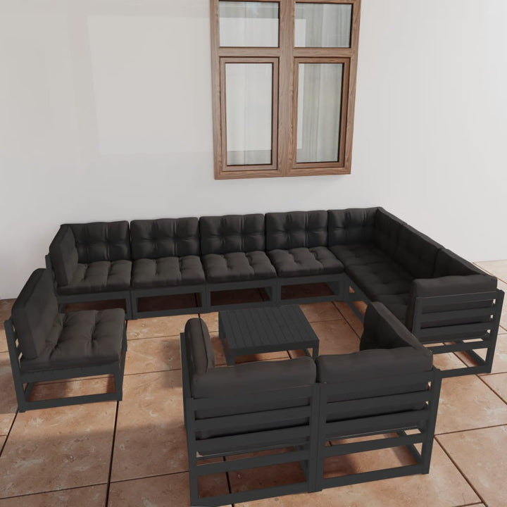 Vixl Set Mobilier Grădină Cu Perne, 11 Piese, Lemn Masiv De Pin