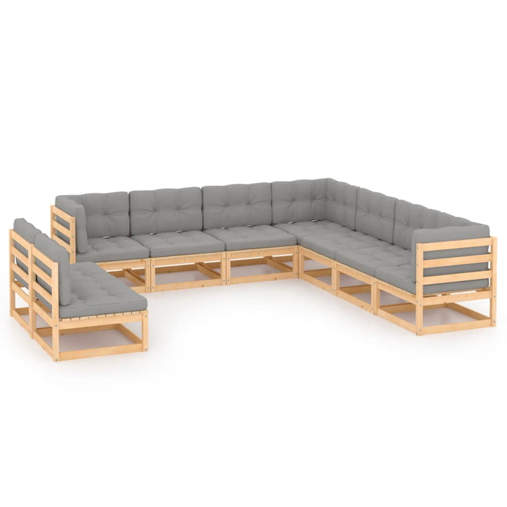Vixl Set Mobilier Grădină Cu Perne, 9 Piese, , Lemn Masiv De Pin