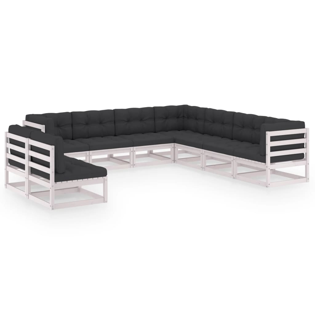 Vixl Set Mobilier Grădină Cu Perne, 9 Piese, , Lemn Masiv De Pin