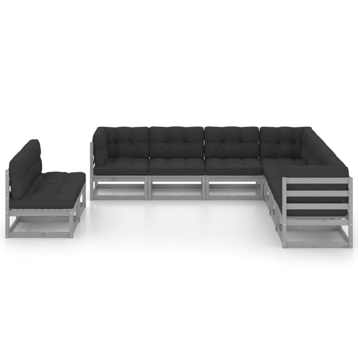 Vixl Set Mobilier Grădină Cu Perne, 9 Piese, , Lemn Masiv De Pin