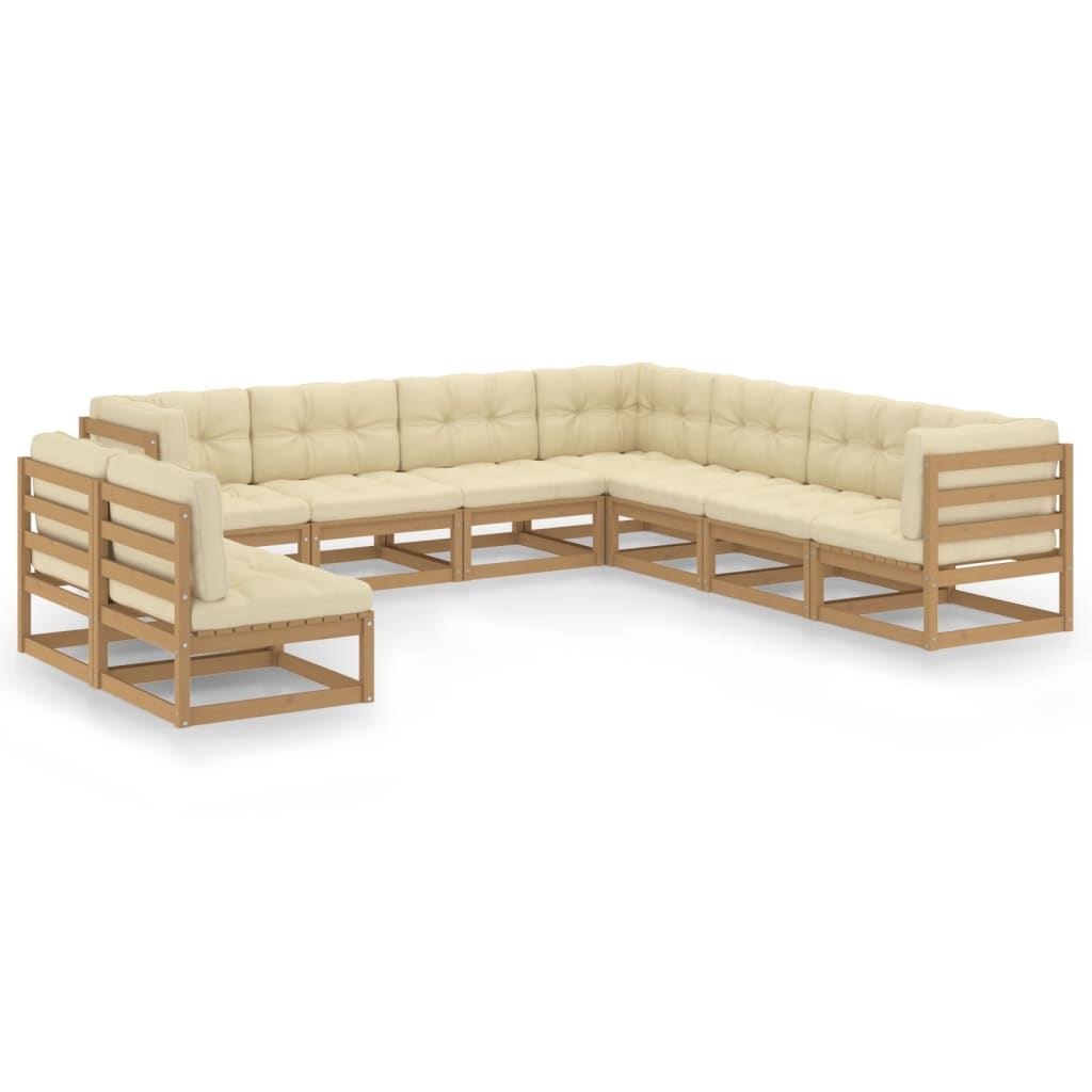 Vixl Set Mobilier Grădină Cu Perne, 9 Piese, , Lemn Masiv De Pin