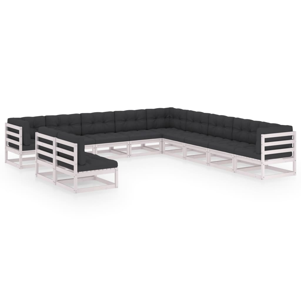 Vixl Set Mobilier Grădină Cu Perne, 11 Piese, Maro, Lemn Masiv Pin