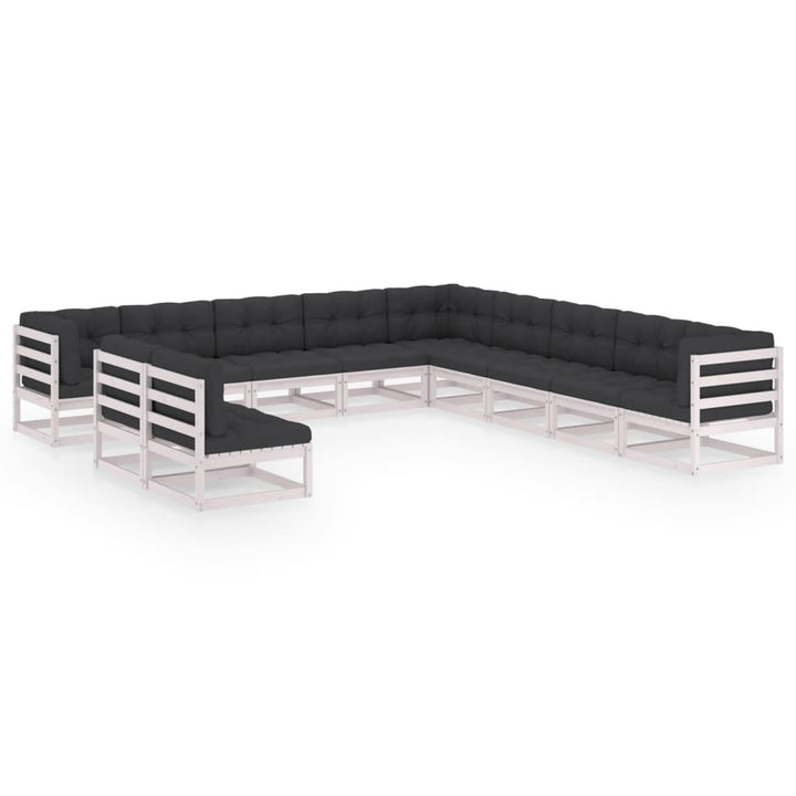 Vixl Set Mobilier Grădină Cu Perne, 11 Piese, Maro, Lemn Masiv Pin