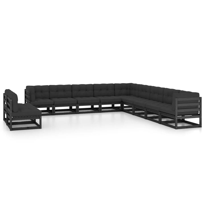 Vixl Set Mobilier Grădină Cu Perne, 11 Piese, Maro, Lemn Masiv Pin