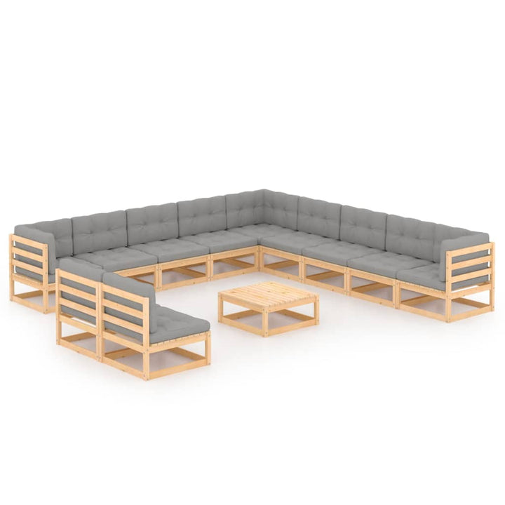 Vixl Set Mobilier Grădină Cu Perne, 12 Piese, Lemn Masiv De Pin
