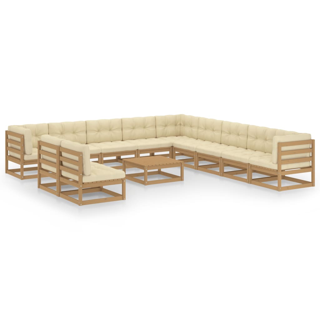 Vixl Set Mobilier Grădină Cu Perne, 12 Piese, Lemn Masiv De Pin