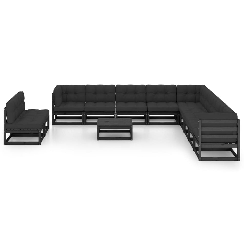 Vixl Set Mobilier Grădină Cu Perne, 12 Piese, Lemn Masiv De Pin