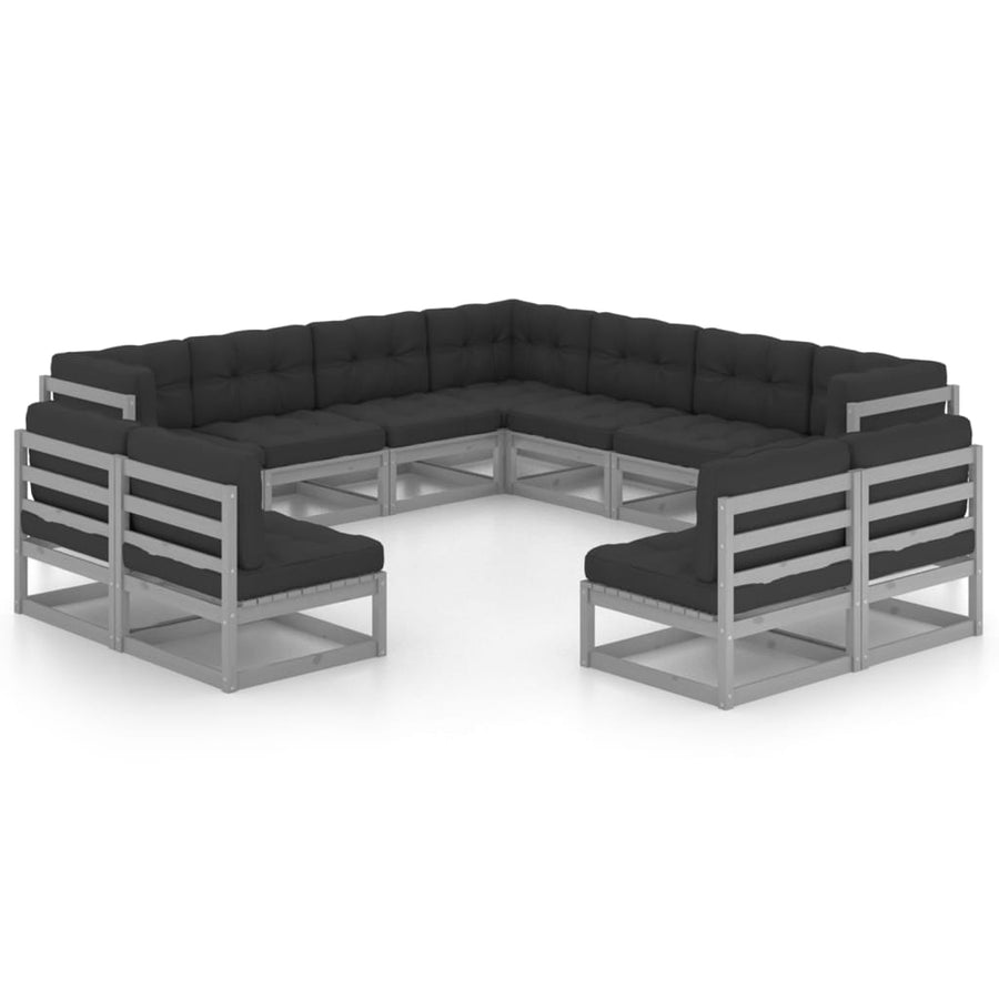 Vixl Set Mobilier Grădină Cu Perne, 11 Piese, , Lemn Masiv De Pin