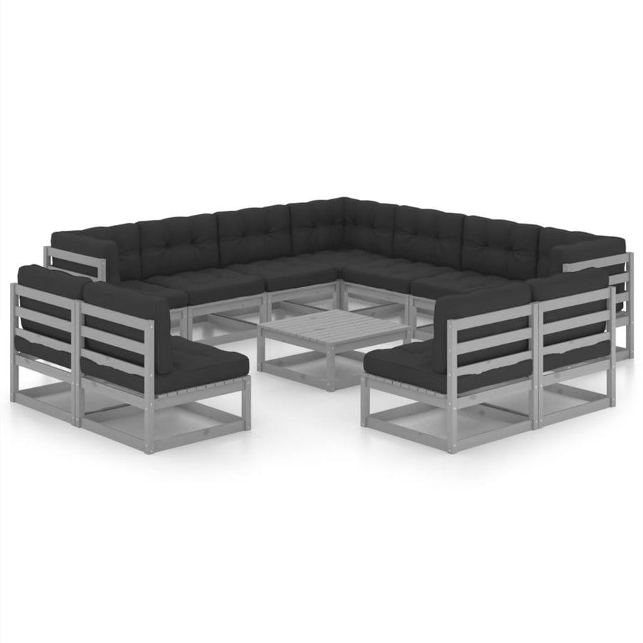 Vixl Set Mobilier Grădină Cu Perne, 12 Piese, Lemn Masiv De Pin