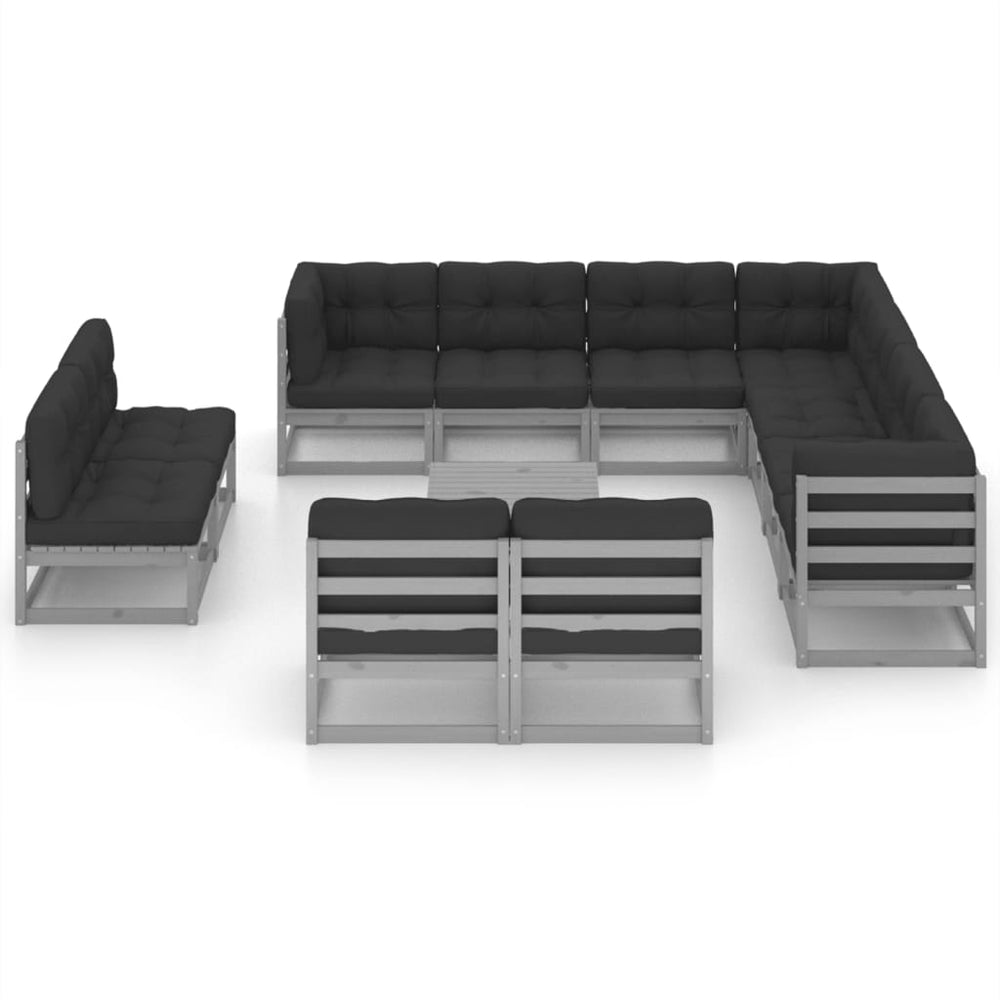 Vixl Set Mobilier Grădină Cu Perne, 12 Piese, Lemn Masiv De Pin