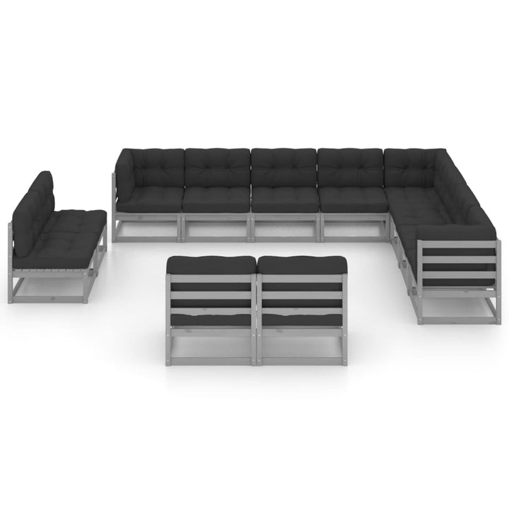Vixl Set Mobilier Grădină Cu Perne, 12 Piese, Lemn Masiv De Pin