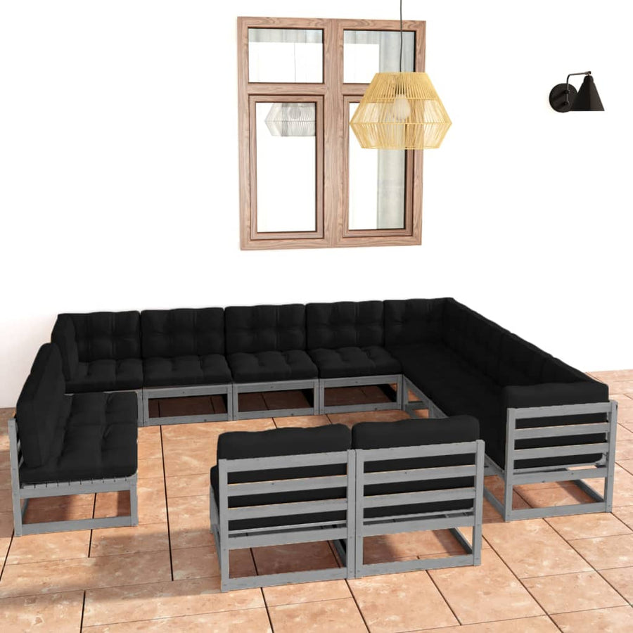 Vixl Set Mobilier Grădină Cu Perne, 12 Piese, Lemn Masiv De Pin