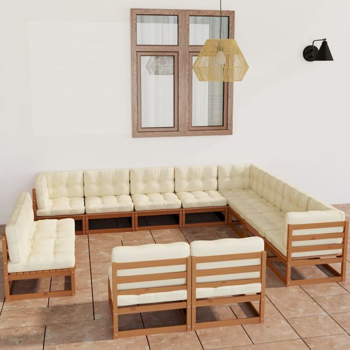 Vixl Set Mobilier Grădină Cu Perne, 12 Piese, Lemn Masiv De Pin