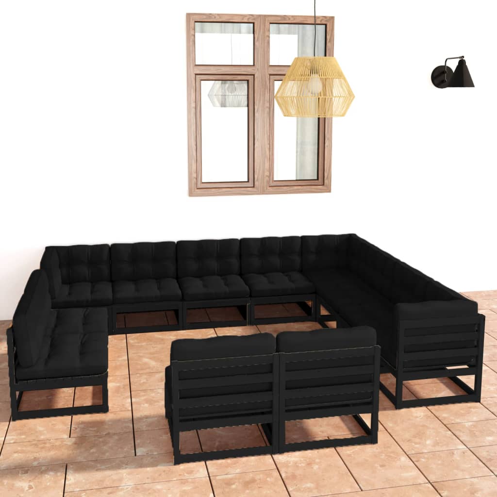 Vixl Set Mobilier Grădină Cu Perne, 12 Piese, Lemn Masiv De Pin