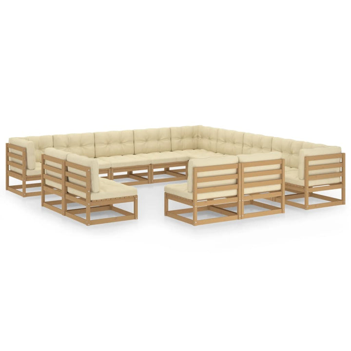 Vixl Set Mobilier Grădină Cu Perne, 13 Piese, , Lemn Masiv De Pin