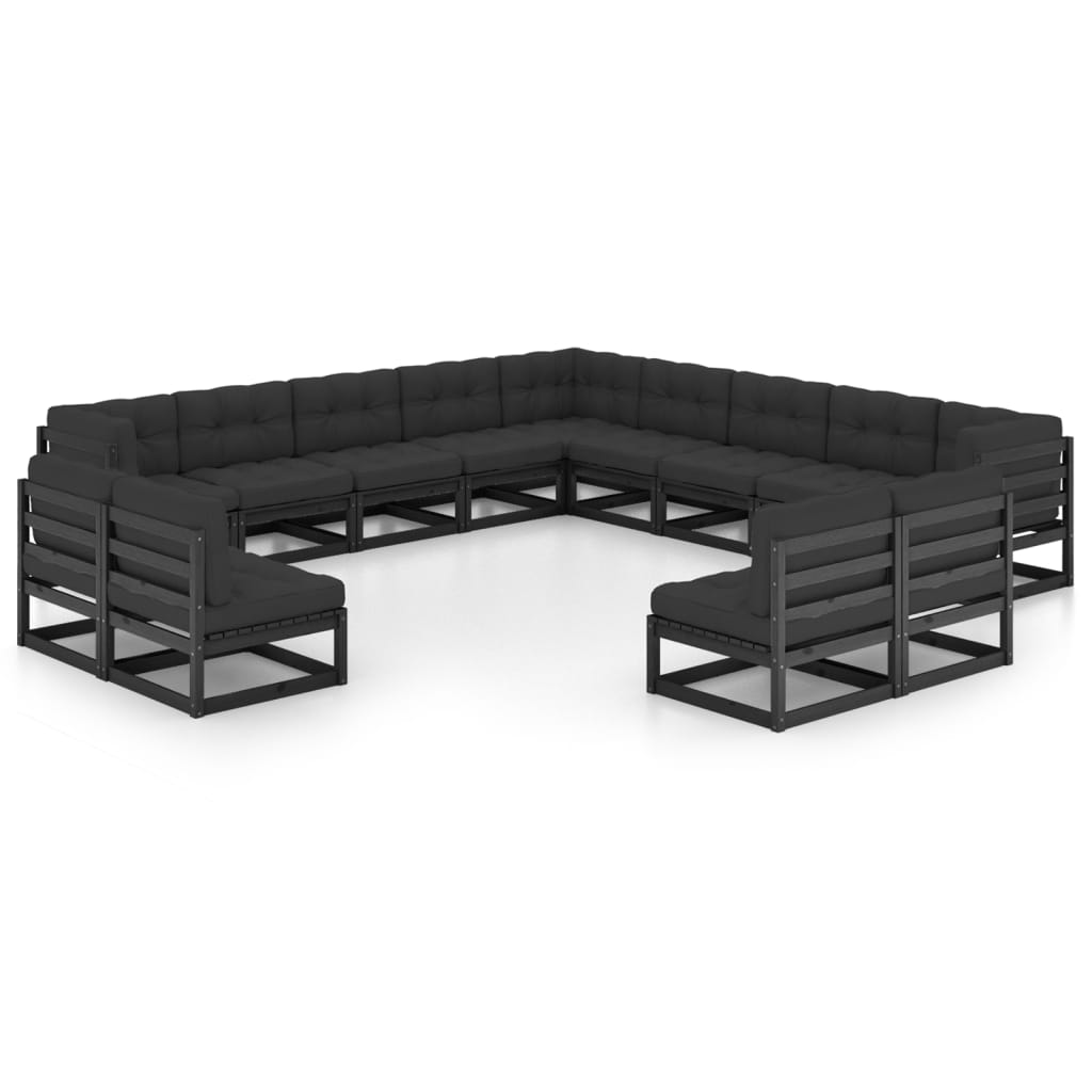 Vixl Set Mobilier Grădină Cu Perne, 13 Piese, , Lemn Masiv De Pin
