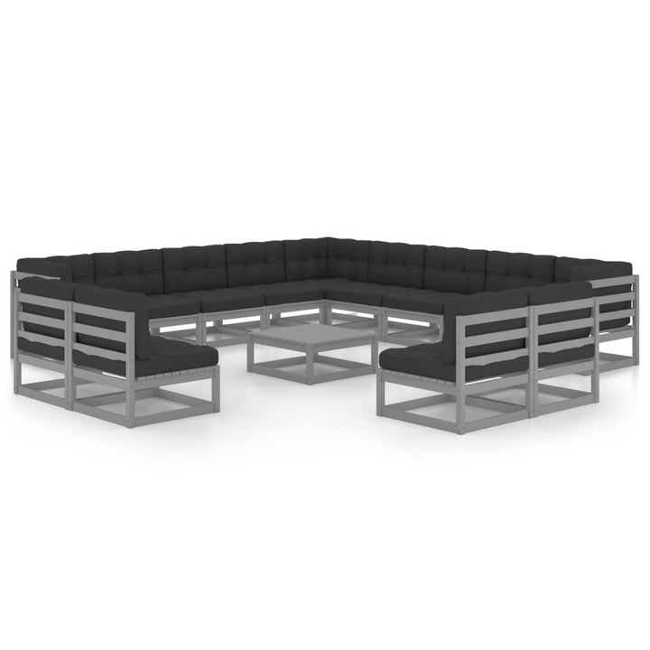 Vixl Set Mobilier Grădină Cu Perne, 14 Piese, , Lemn Masiv Pin