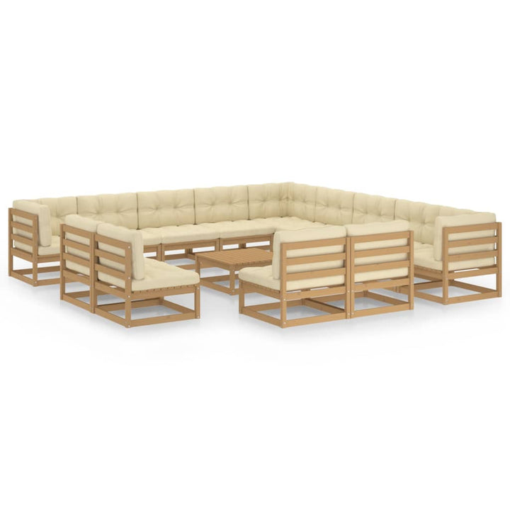 Vixl Set Mobilier Grădină Cu Perne, 14 Piese, , Lemn Masiv Pin
