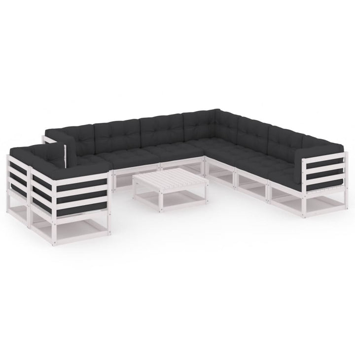 Vixl Set Mobilier Grădină Cu Perne, 10 Piese, , Lemn Masiv Pin